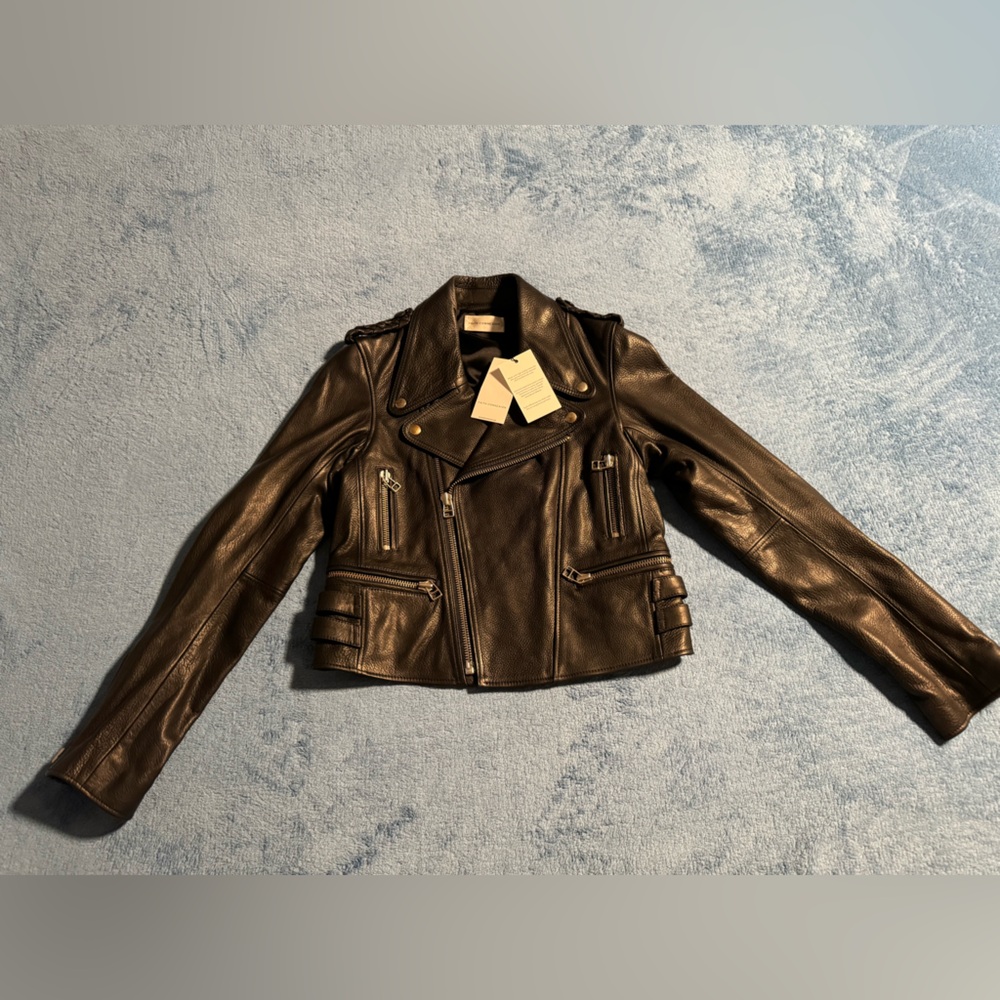 Faith Connexion Boxy Leather Jacket Black